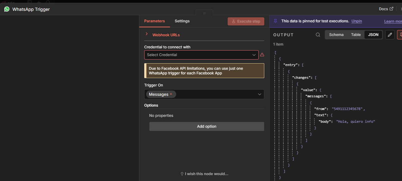 Ejecución con mock data en n8n